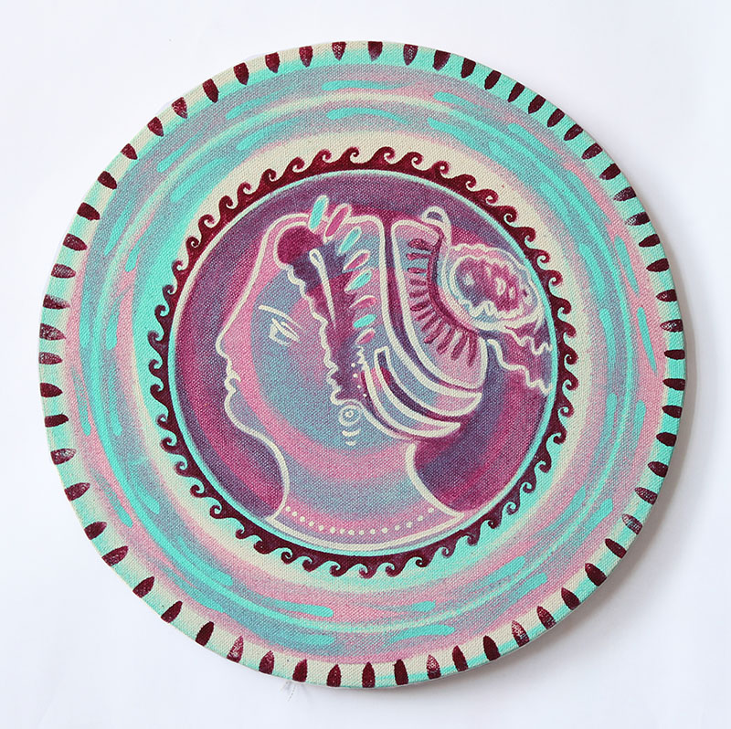 Amy Cochrane - Turquoise Figured Plate - 2013 - Oil on Canvas - 30cm